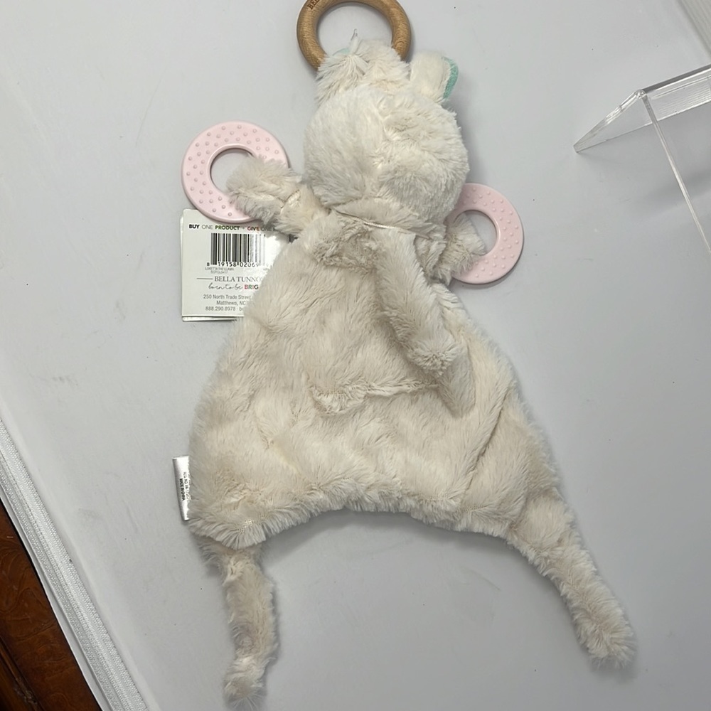 Bella Tunno Happy Sidekick Loretta the Llama Lovey Rattle Plush Security Blanket - Picture 5 of 13